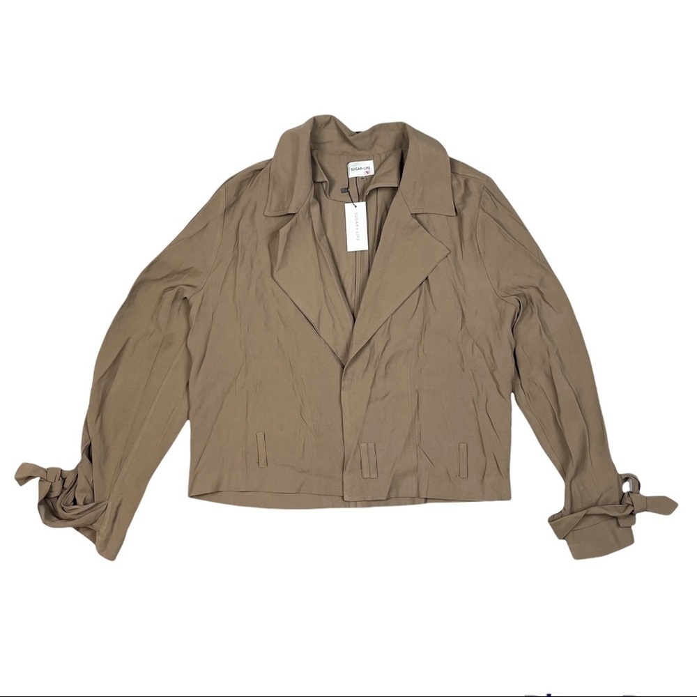 Sugarlips Jacket Coat Women's‎ Size Large Tan Open Front Trench NO BELT NWT
